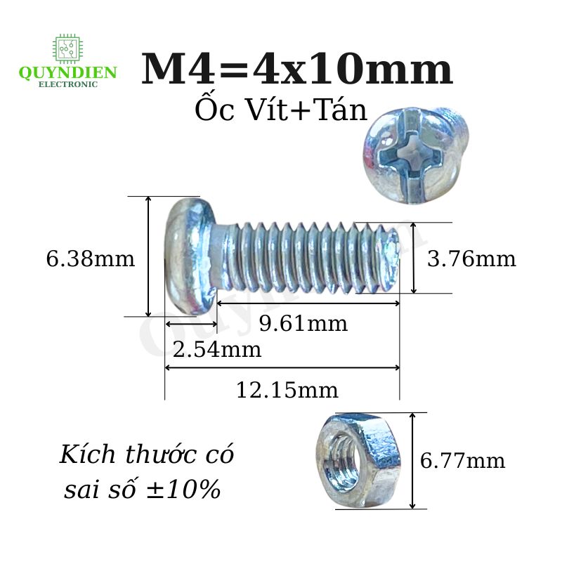 Ốc Vít M4x10mm Có Kèm Tán