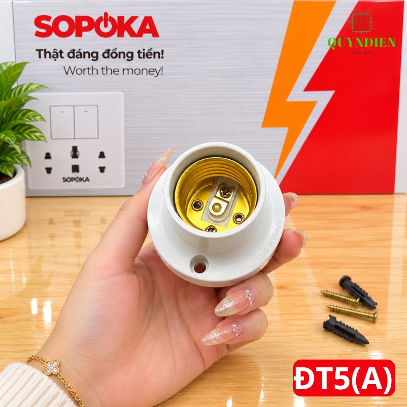 Đuôi Đèn Thẳng Lắp Trần Ren Vặn Xoáy E27 ĐT5A SOPOKA