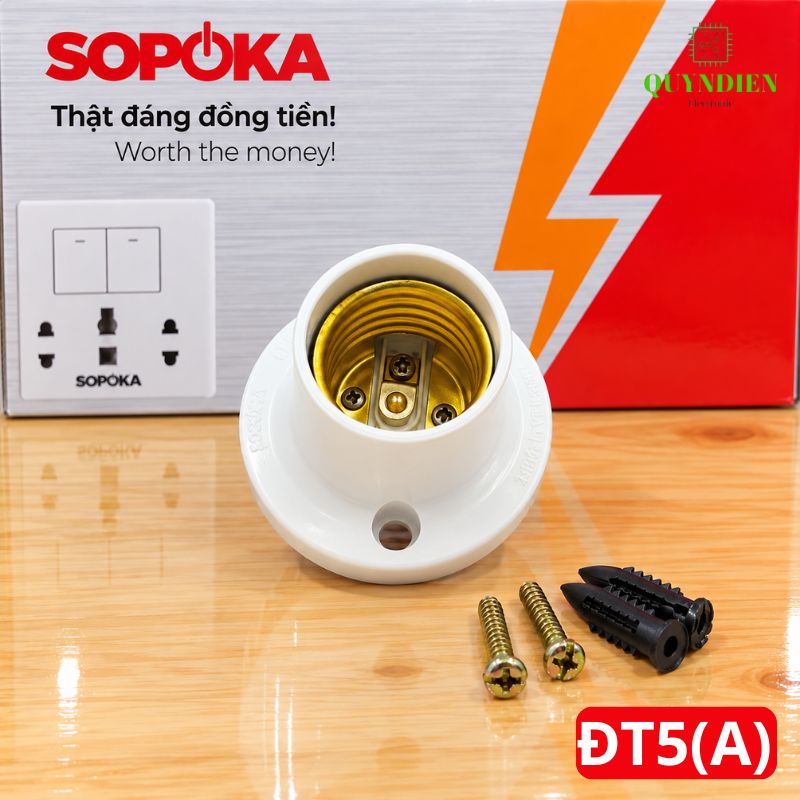 Đuôi Đèn Thẳng Lắp Trần Ren Vặn Xoáy E27 ĐT5A SOPOKA