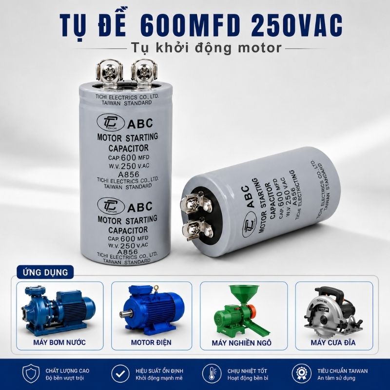 Tụ Đề Khởi Động Tinh Chi 600uF 250VAC