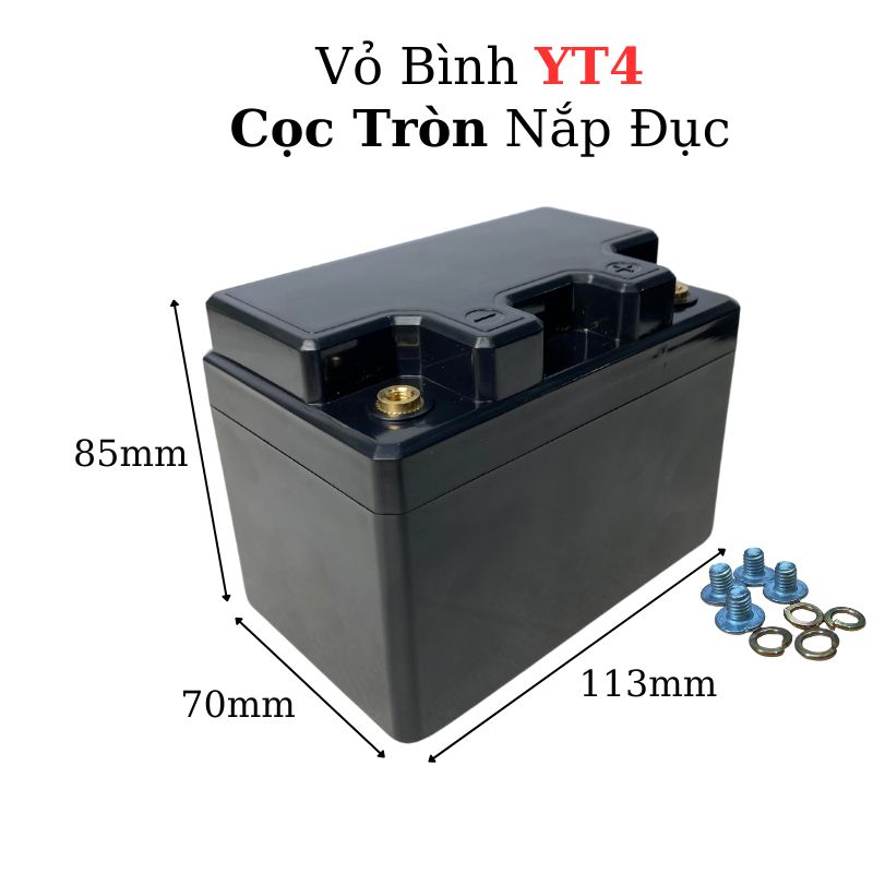 Vỏ Bình Đề Xe Máy YT4 Cọc Tròn Nắp Đục