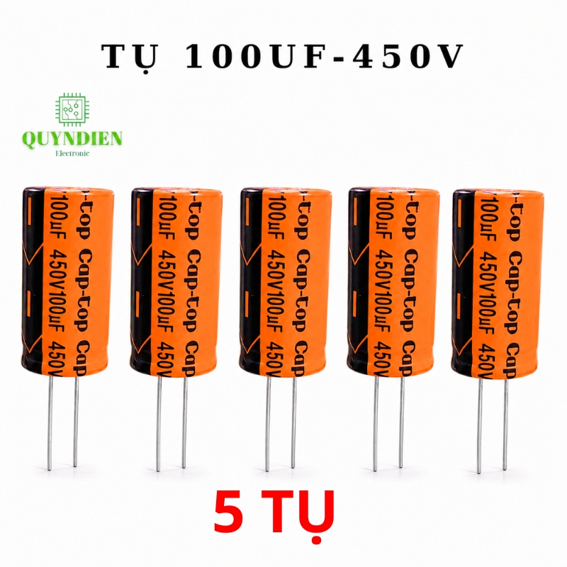 Tụ Hóa Lọc Nguồn 100uf 450VDC CapTop – Tụ Điện Lọc Nguồn Nguồn Xung, UPS, Biến Tần