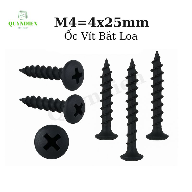 Ốc Vít Nhọn M4x25 Bắt Thùng Loa Ren Thưa Taiwan dài 25mm-Túi 100g