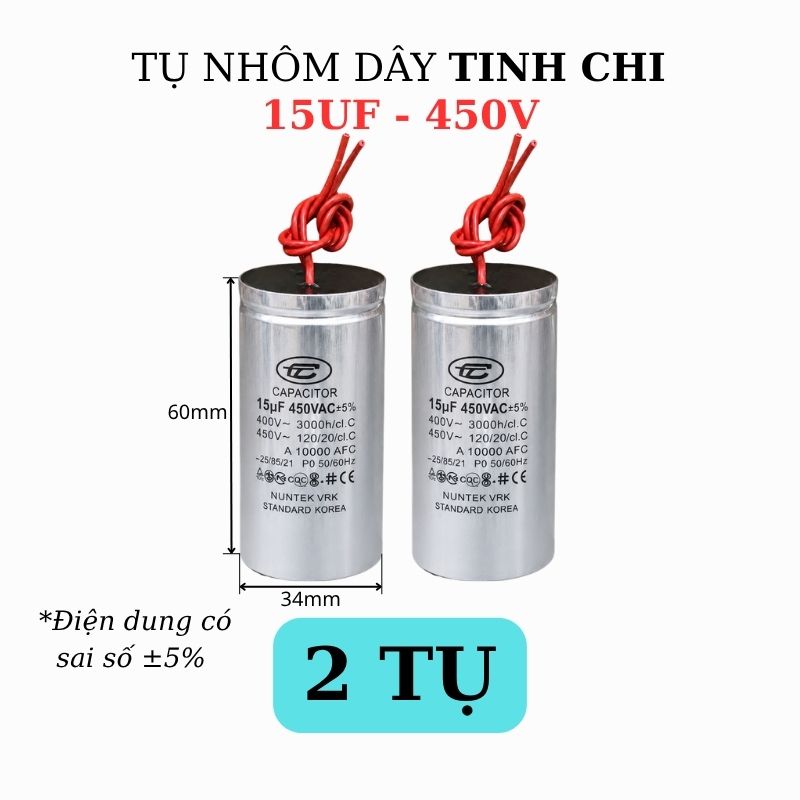 Tụ Nhôm Dây 15uF - 450V