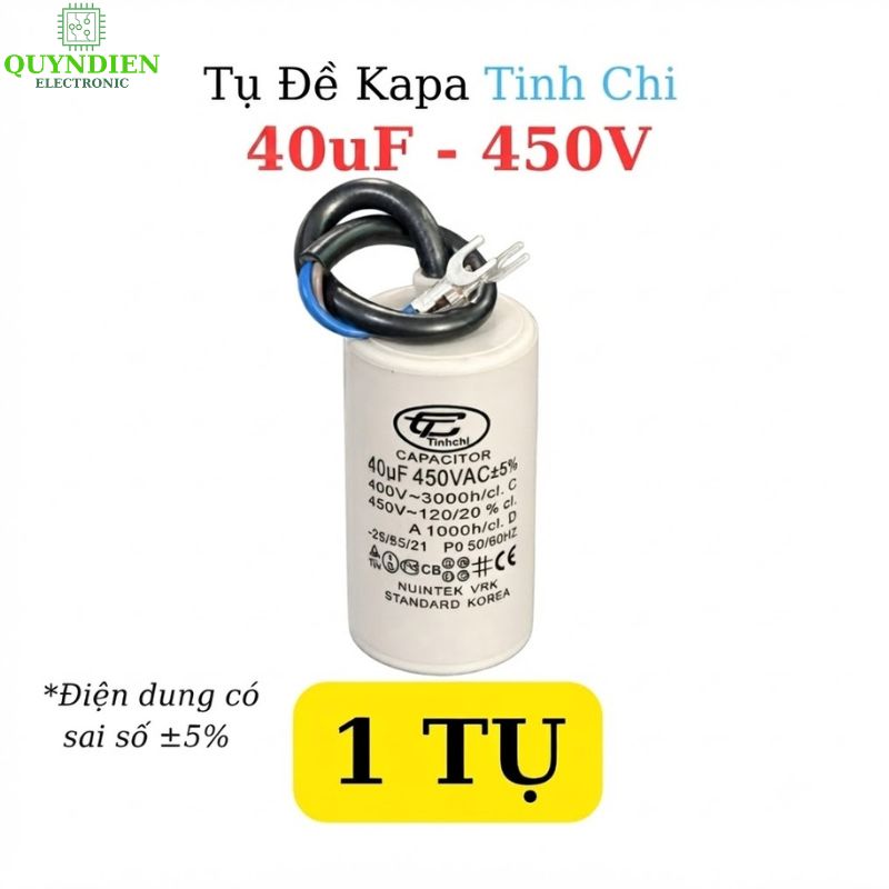 Tụ Đề Máy Bơm Nước 40uF 450VAC Tinh Chi.