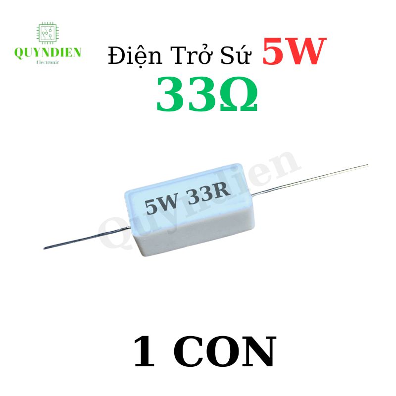 Điện trở sứ 5W chân cắm ±5% dáng Nằm - 33R