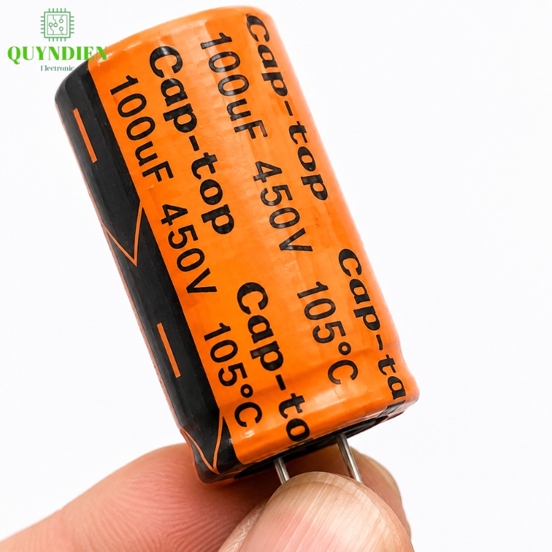 Tụ Hóa Lọc Nguồn 100uf 450VDC CapTop – Tụ Điện Lọc Nguồn Nguồn Xung, UPS, Biến Tần