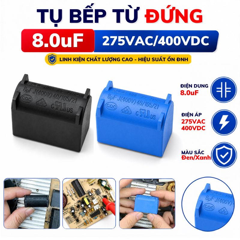 Tụ Bếp Từ 8uF - 400V Loại Đứng
