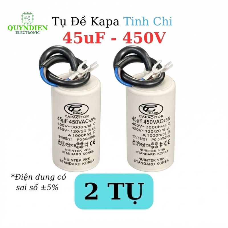 Tụ Đề Máy Bơm Nước 45uF 450VAC Tinh Chi