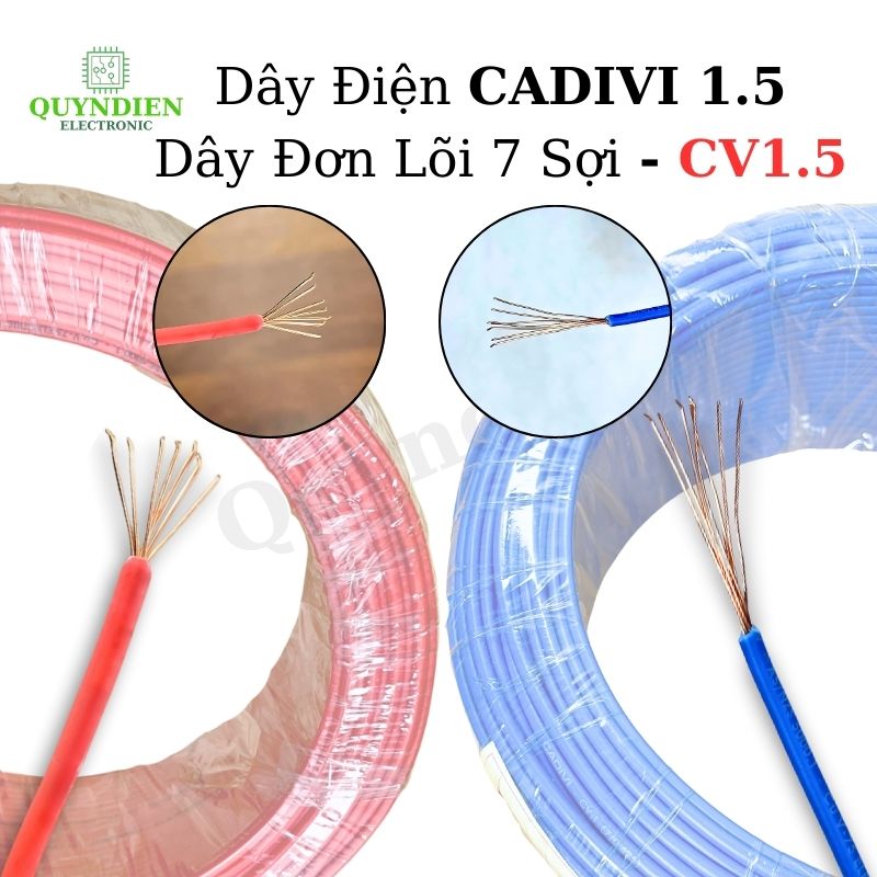 Dây Điện Cadivi 1.5 – Dây Đơn Lõi 7 Sợi CV1.5 – Dây Cáp Điện, Dây Tiếp Địa, Dây Chống Sét ( CUỘN 100 MÉT)