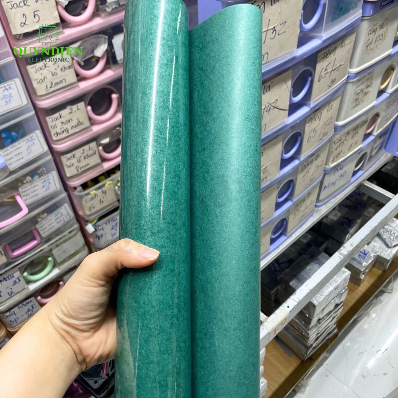 Giấy Xanh Cách Điện 1 Mặt Bóng 1 Mặt Xù Dày 0.2mm