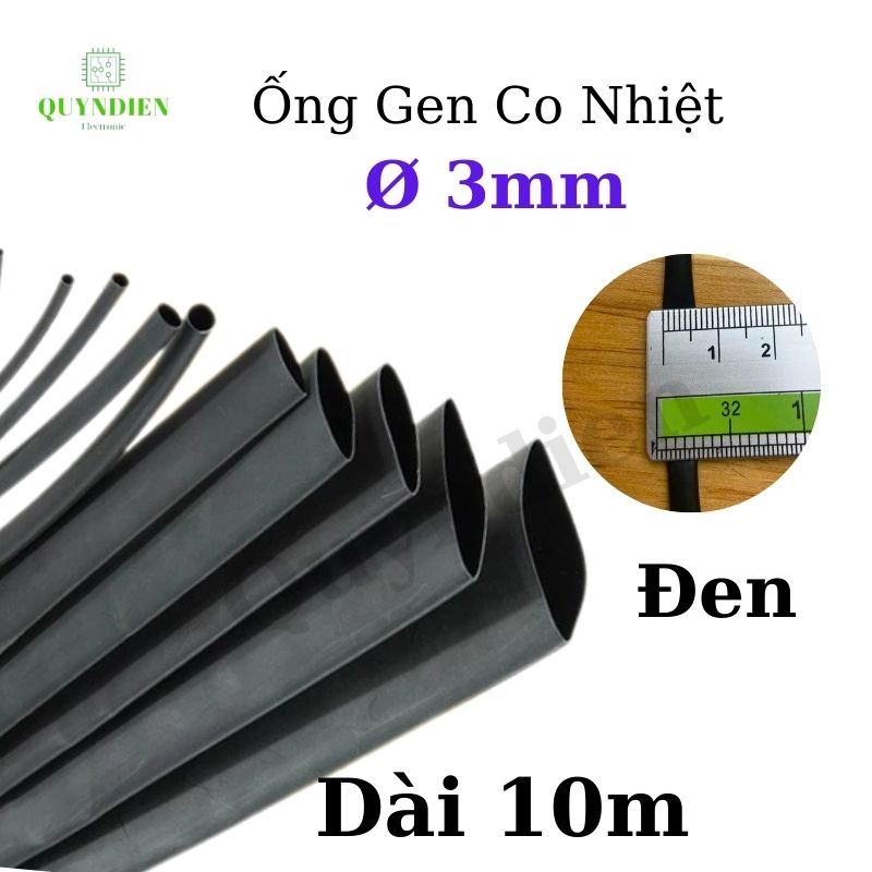 Gen co nhiệt size 3mm màu đen