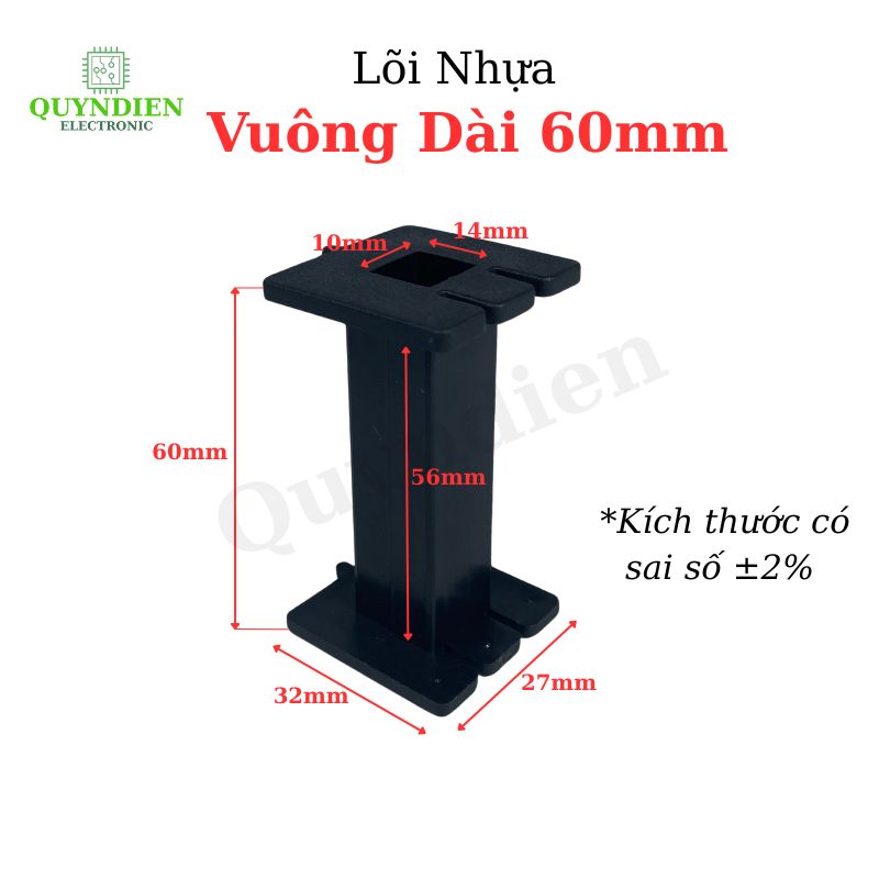 Lõi Nhựa Vuông Dài 60mm Quấn Cuộn Cảm Phân Tần Loa - Màu Đen