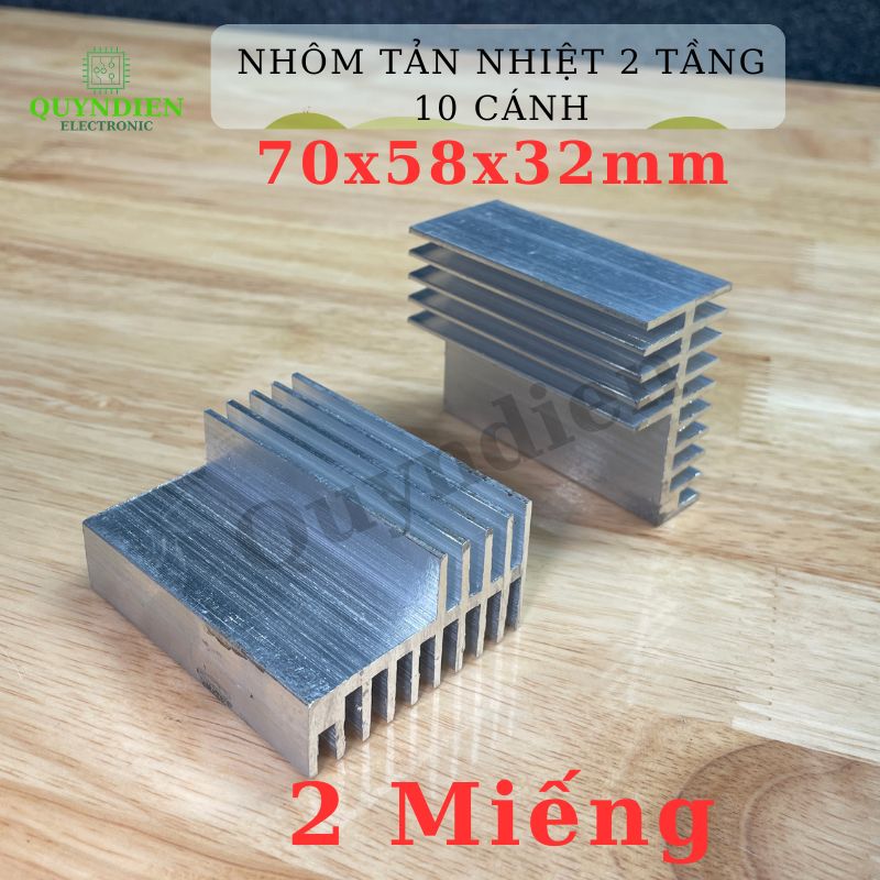Nhôm Tản Nhiệt 2 Tầng 10 Cánh 70x58x32mm