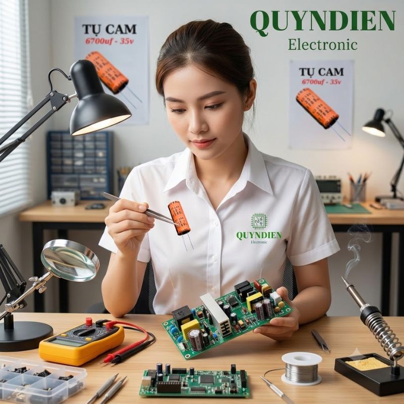 Tụ lộc nguồn LBG 6700uF 35V màu CAM chân mềm (18x40mm)