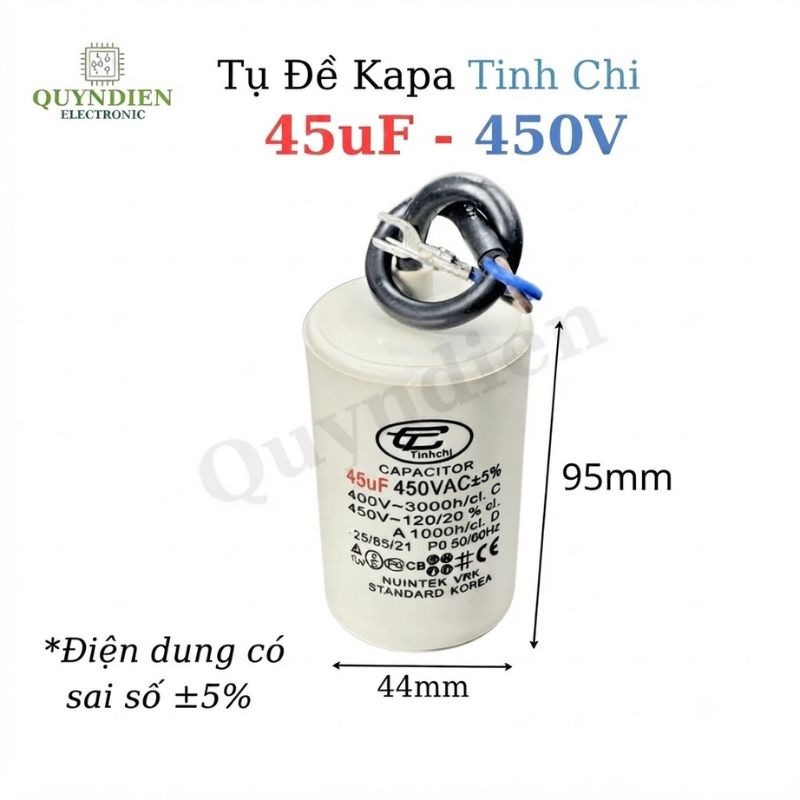 Tụ Đề Máy Bơm Nước 45uF 450VAC Tinh Chi