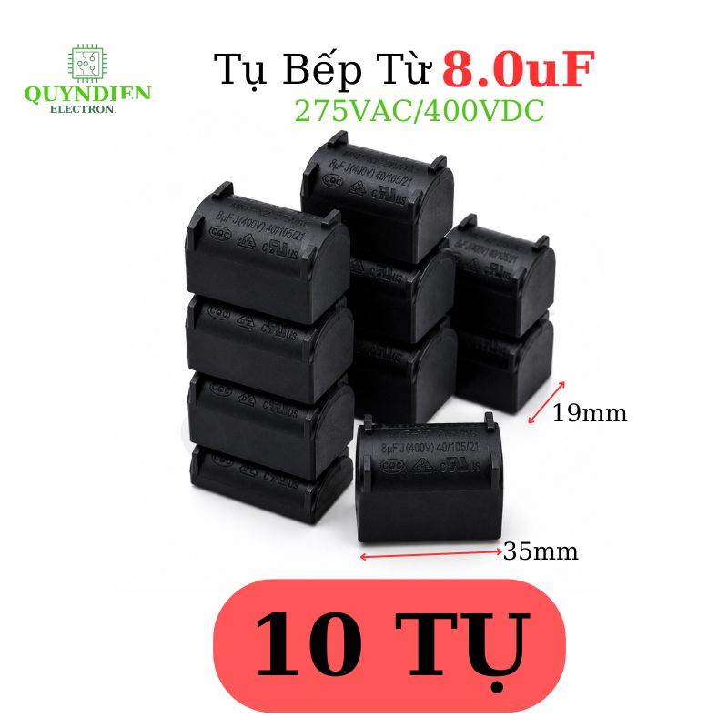 Tụ Bếp Từ 8uF 275VAC/400VDC Màu Đen Loại Đứng