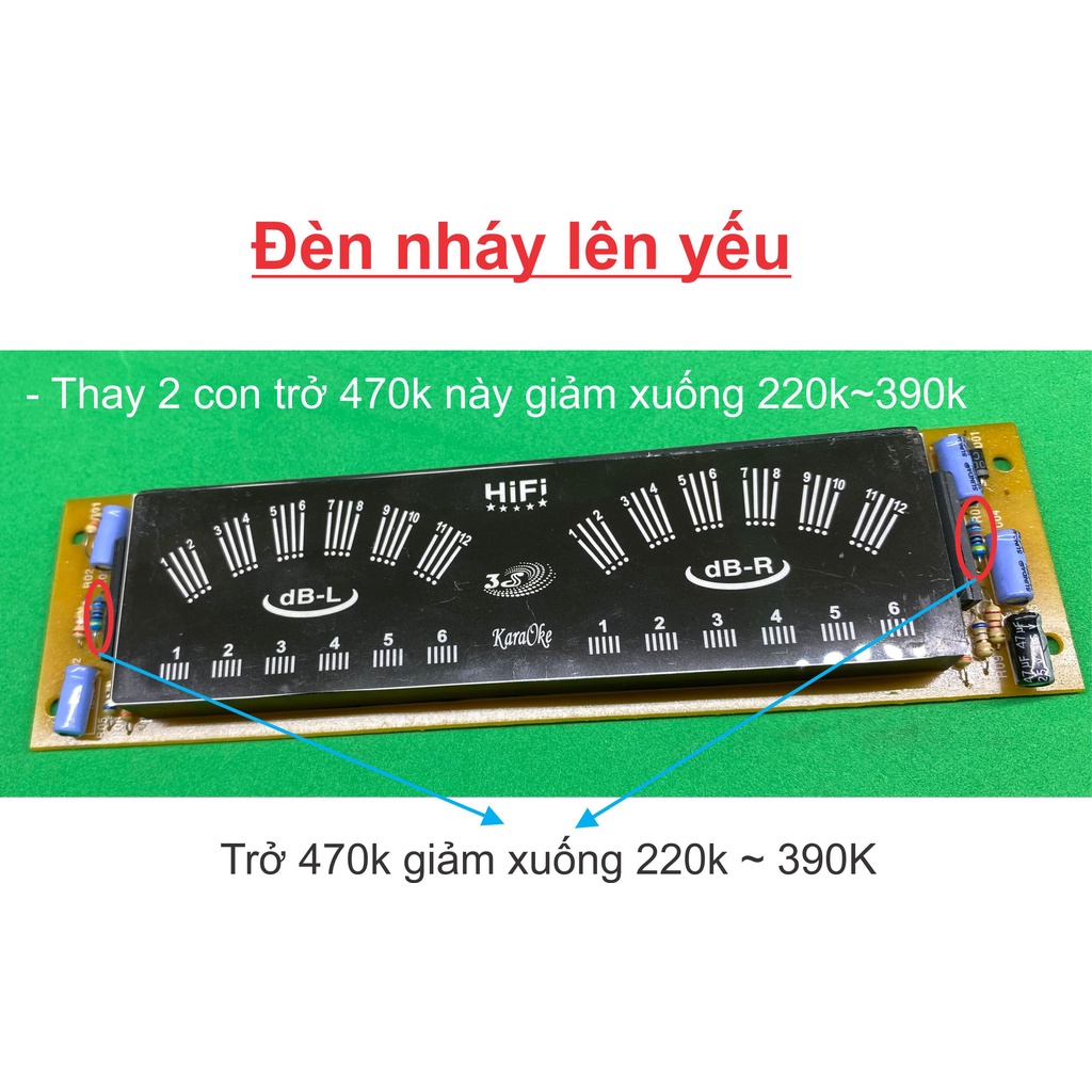 Đèn led nháy theo nhạc 2 kênh, mặt nhựa, dùng cho amply
