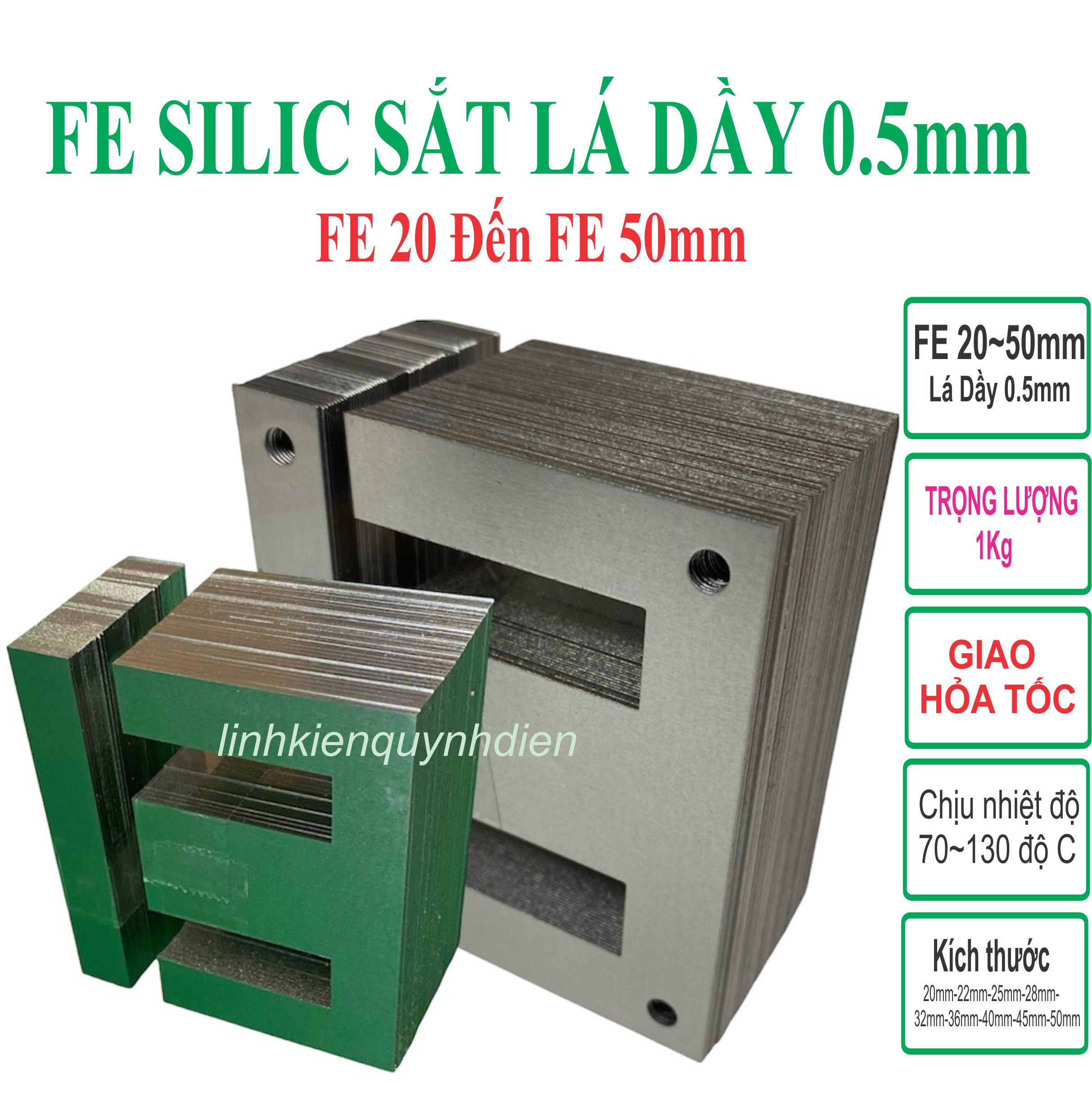 Fe silic EI lá dầy 0.5mm  [ 1kg ]