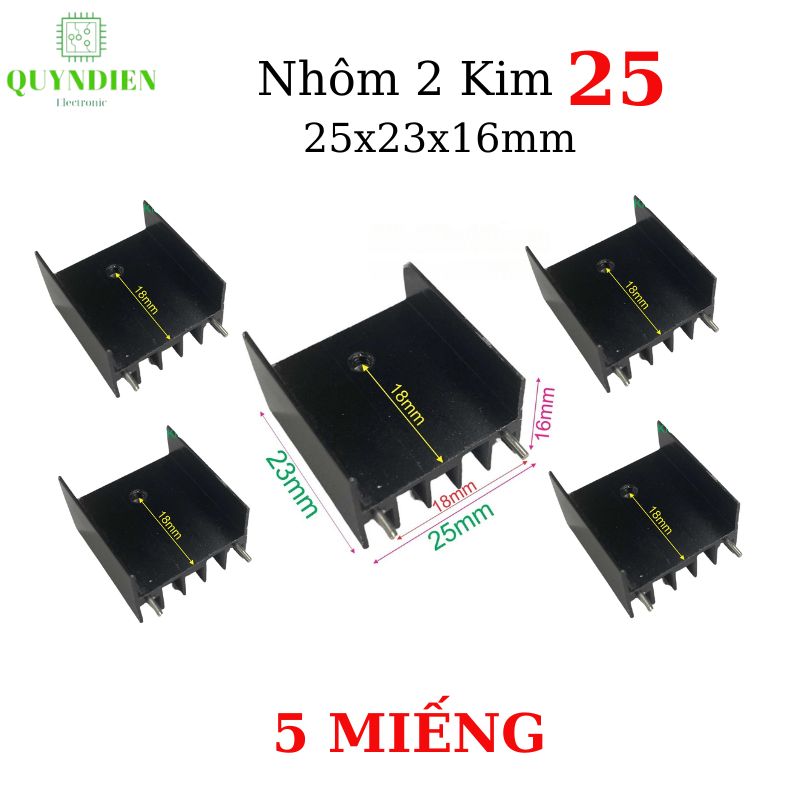 Nhôm tản nhiệt 2 kim 25x23x16mm cho transistor TO-220
