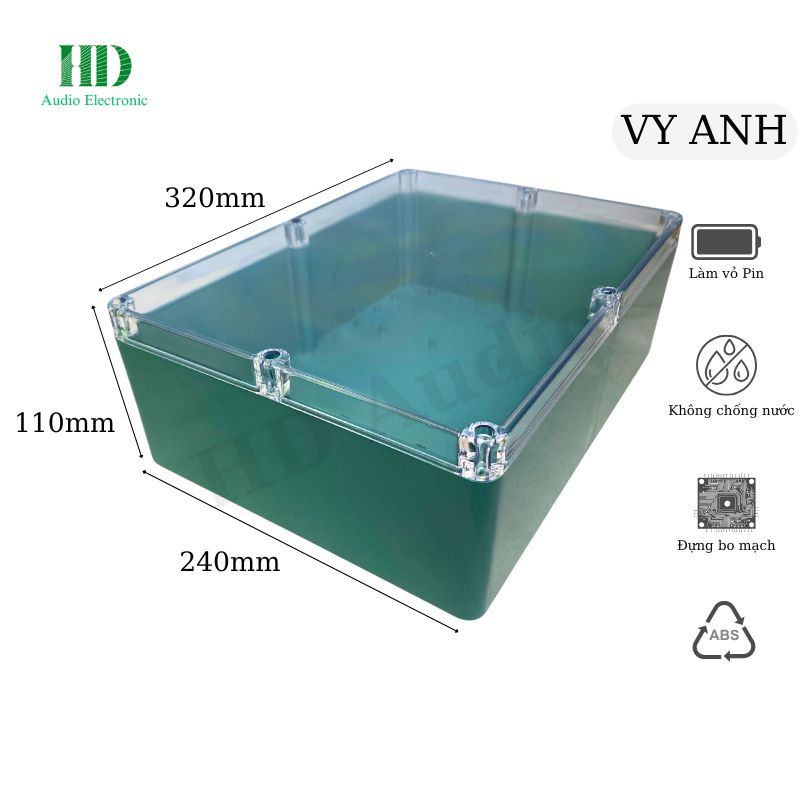 Hộp Nhựa Vy Anh 320x240x110mm Màu Xanh Nắp Trong