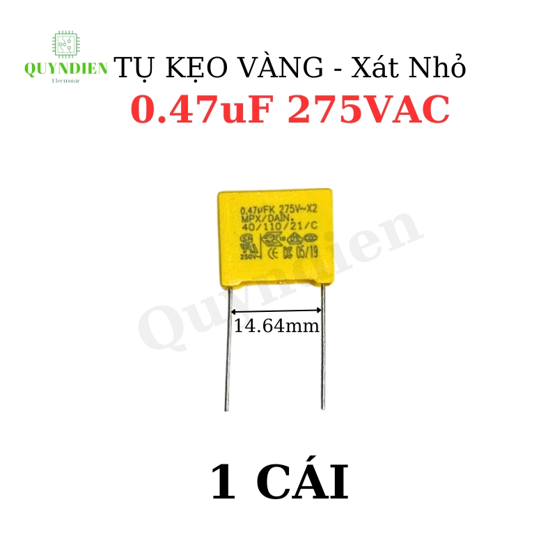 Tụ Kẹo Vàng vuông 0.47uF 275VAC-Xát Nhỏ