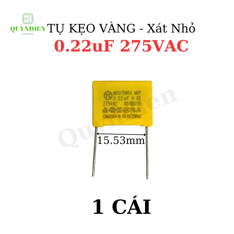 Tụ Kẹo Vàng 224K  0.22uF 275VAC-Xát Nhỏ