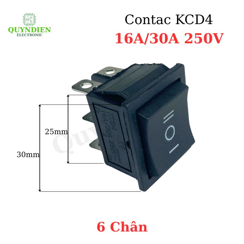 Công Tắc Bập Bênh 6 Chân KCD4 16A/30A 250V Đen Không Đèn
