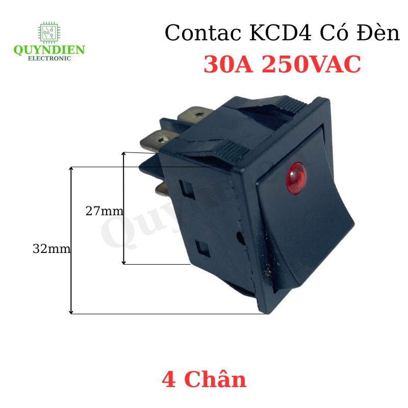 Công Tắc Bập Bênh 4 Chân KCD4 30A 125/250VAC Đen