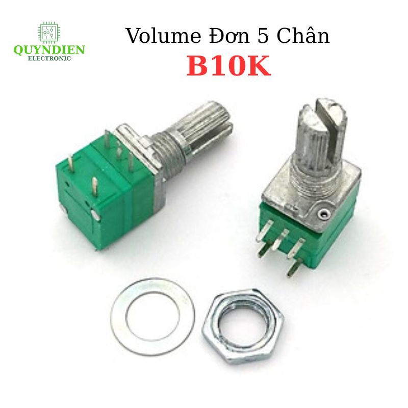 Chiết áp Volume Xanh Đơn B10K 5 Chân – Linh Kiện Quỳnh Diễn