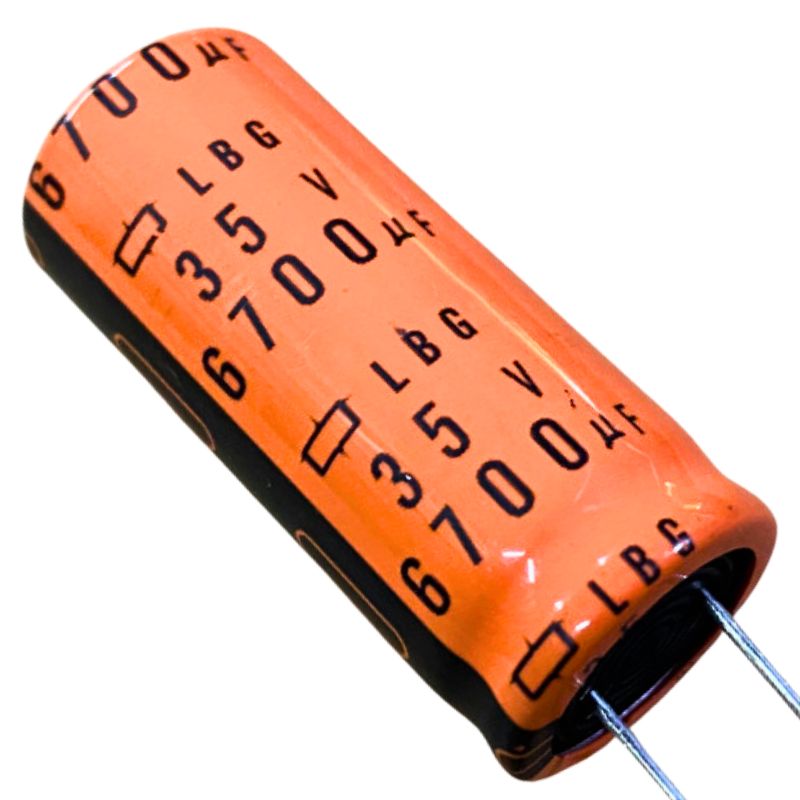 Tụ lộc nguồn LBG 6700uF 35V màu CAM chân mềm (18x40mm)