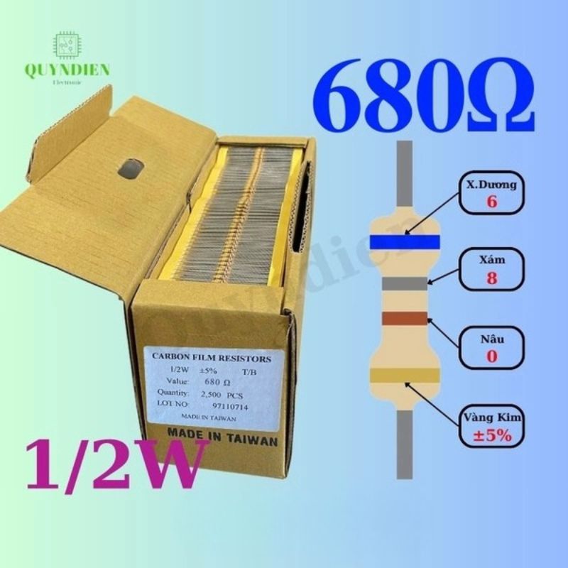 Điện trở Đài Loan 1/2W - 680Ω
