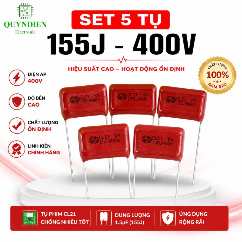 Tụ Kẹo Nâu Đỏ CL21 155J 400V