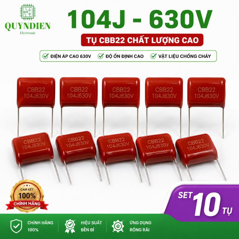 Tụ Kẹo Nâu Đỏ CBB21 104J 630V