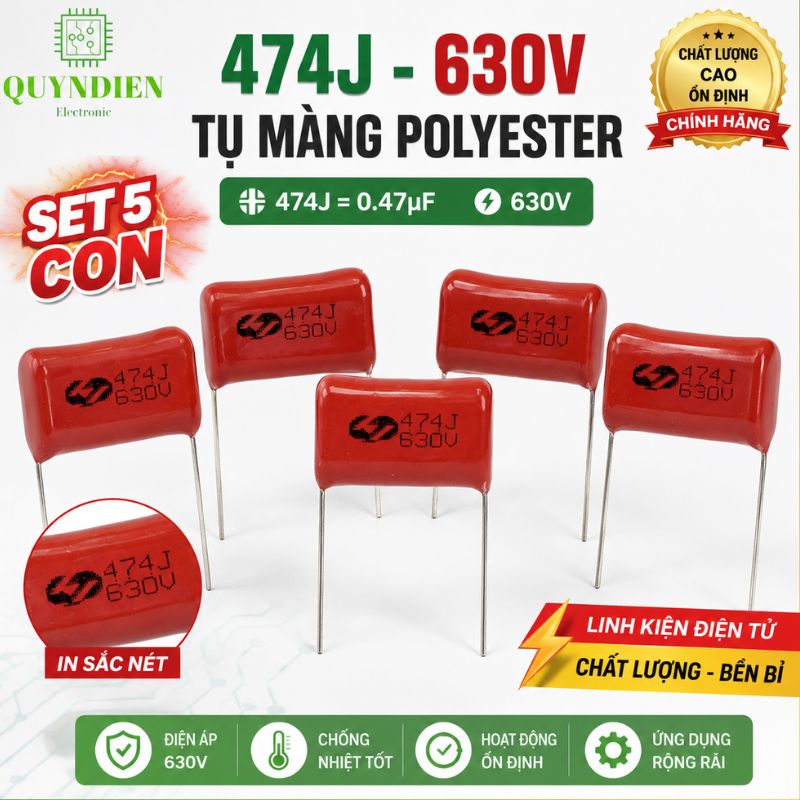 Tụ Kẹo Nâu Đỏ CBB22 474J 630V