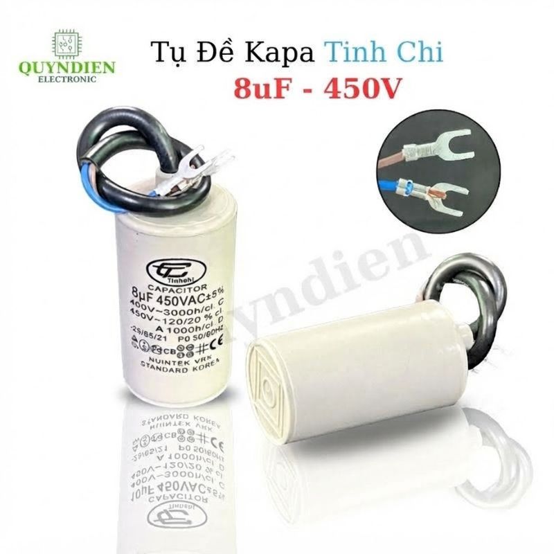 Tụ Đề Máy Bơm Nước 8uF 450VAC Tinh Chi