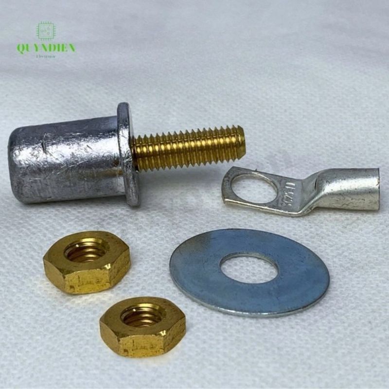 Cọc Bình Ắc Quy Chì M8 M10 Đồng Thau (2 Tán) - Giá 1 Đôi