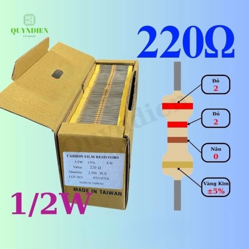 Điện trở Đài Loan 1/2W - 220Ω