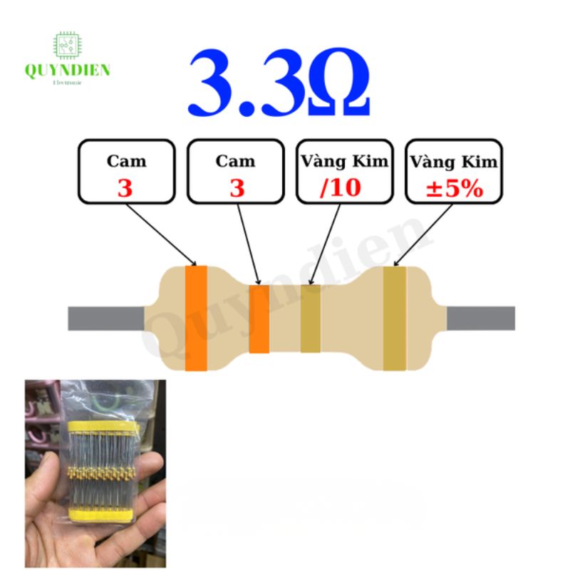Điện trở Đài Loan 1/4W - 3.3R