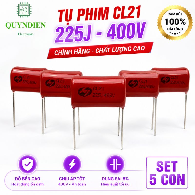 Tụ Kẹo Nâu Đỏ CL21 225J 400V