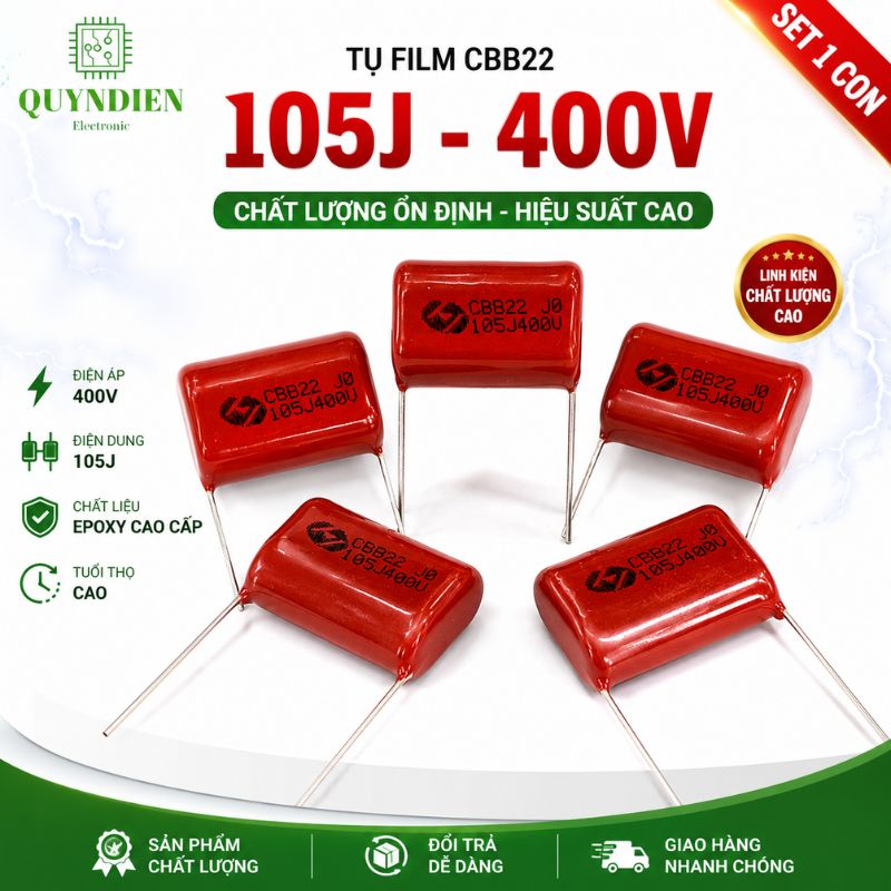 Tụ Kẹo Nâu Đỏ CBB22 105J 400V