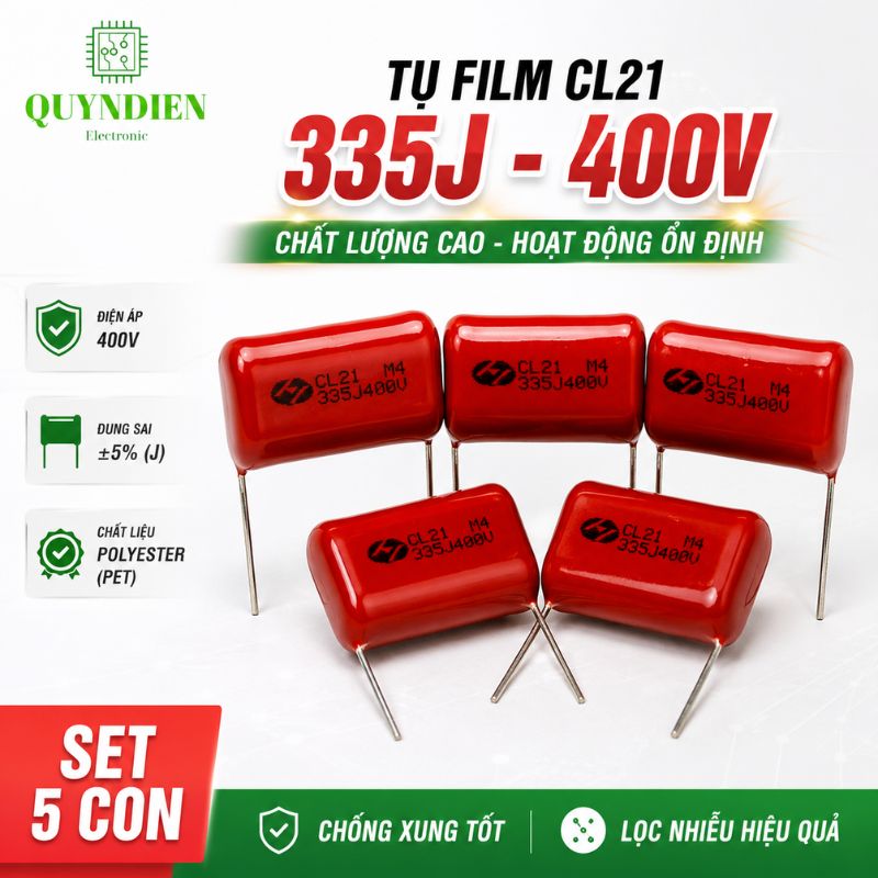 Tụ Kẹo Nâu Đỏ CL21 335J 400V