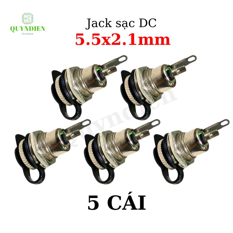 Jack, Giắc sạc DC 5.5x2.1mm kim loại có ron chống nước