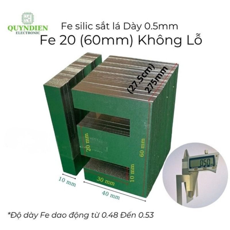 Fe Sắt Silic EI 0.5mm - 20mm (60mm) Lá Dày Không Lỗ