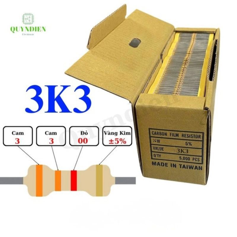 Điện trở Đài Loan 1/4W - 3K3