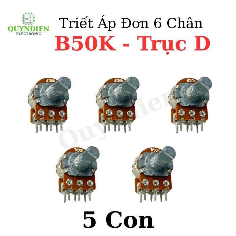 Volum biến trở Triết áp đôi 6 chân WL B50K - Trục D
