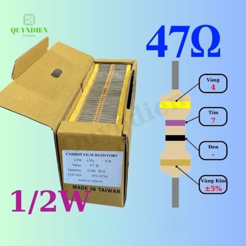 Điện trở Đài Loan 1/2W - 47Ω