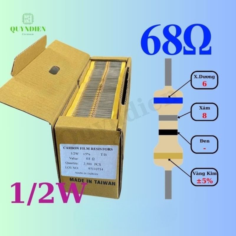 Điện trở Đài Loan 1/2W - 68Ω