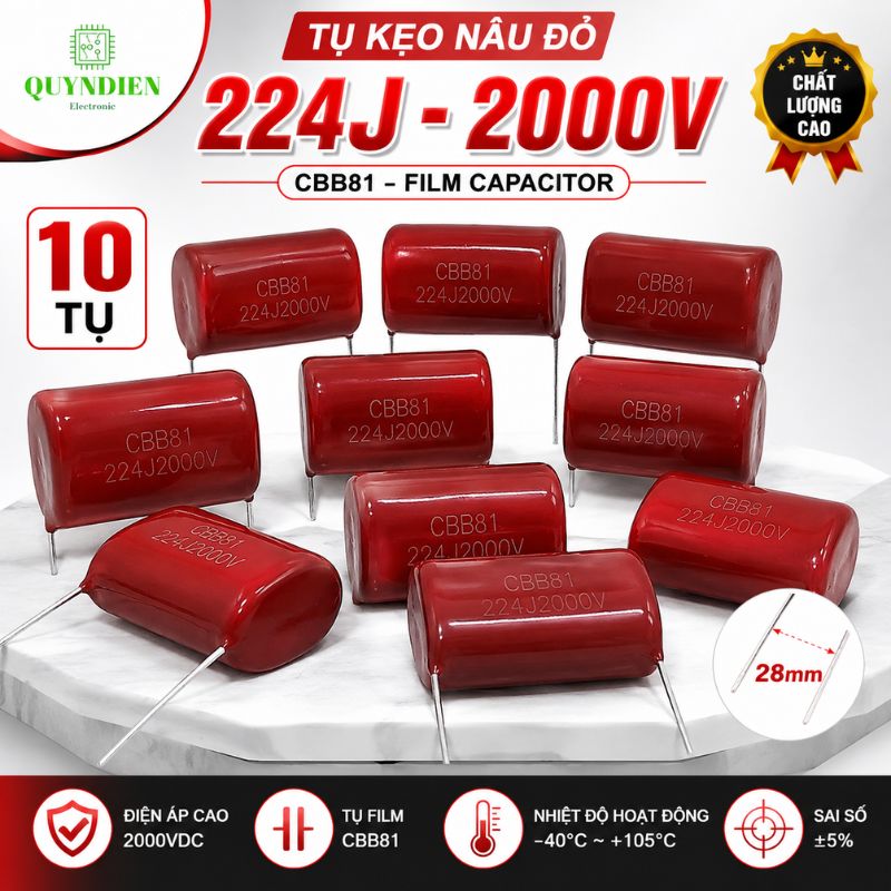 Tụ Kẹo Nâu Đỏ CBB81 224J 2000V