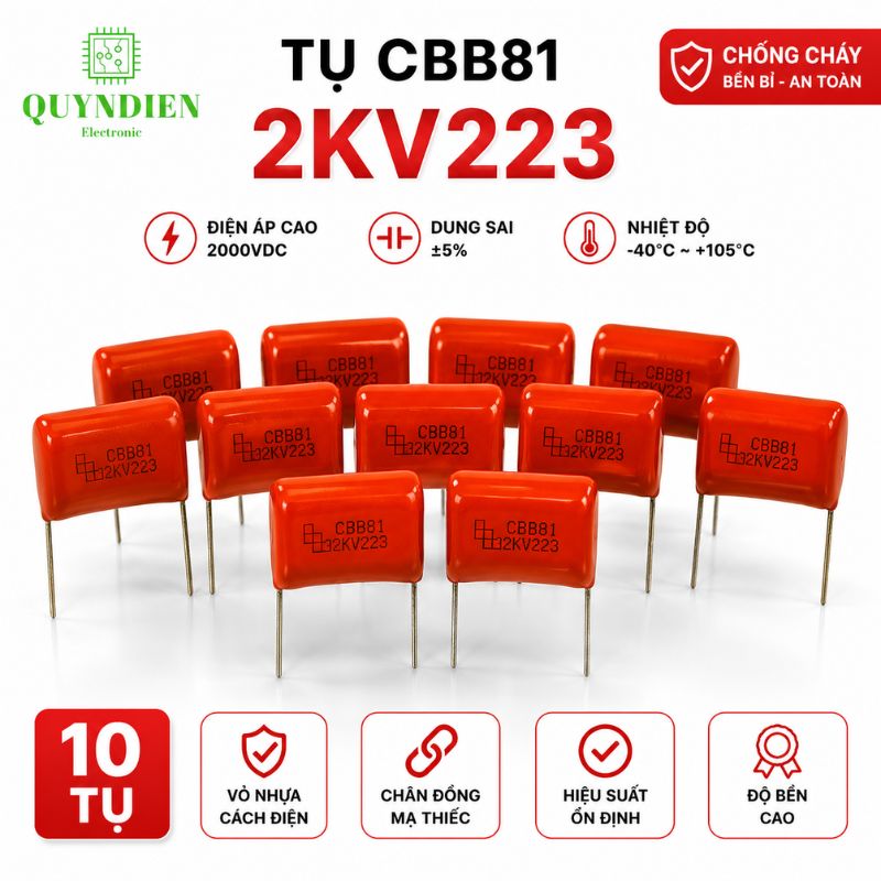 Tụ Kẹo Nâu Đỏ CBB81 2KV223